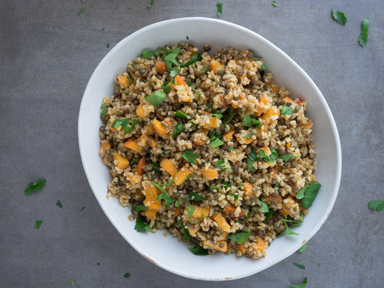 Freekeh Salad with Apricots and Lentils | The Seasoned Vegetable